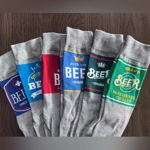 NEW Gray Beer Dress Socks Set Mens Size 8-12 Set of 6